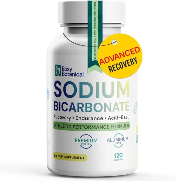 Aluminum Free Sodium Bicarbonate Capsules for Athletic Performance & Recovery - Pure Organic Use Bicarbonato de Sodio with Electrolyte Support - Delayed Release Buffer Supplement 120 Caps
